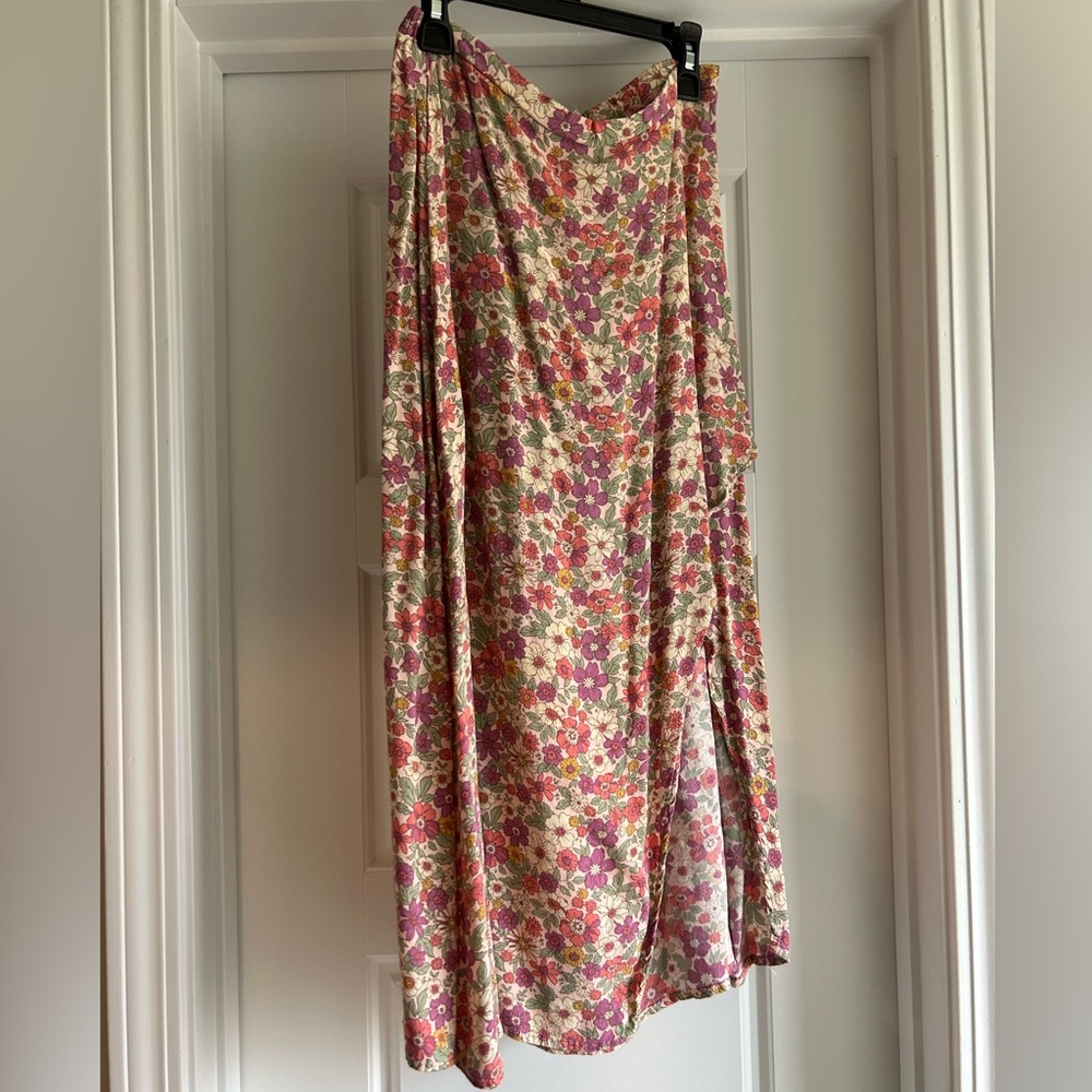 Rewind Floral Wrap Skirt in Pink, Purple and Cream